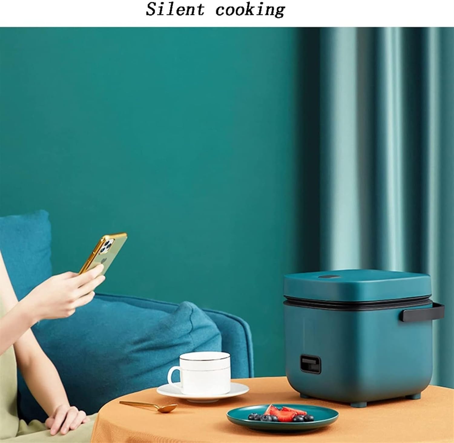 THEGA Rice Cooker - Mini Rice Cooker, Home Kitchen Appliances 2-Layer Heating Food Steamer, Multifunction Meal Cooking Pot, Cooking Pot with Non-Stick Coating, Kitchen Cookware Pot (Color : Blue)