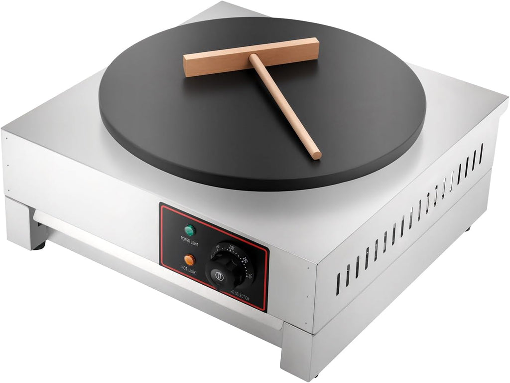 16' Commercial Crepe Maker 1700W Electric Non Stick Pancake Machine with plug, 122-572℉ Adjustable Temperature Big Hotplate Pancake Frying Pan Stove for Kitchen Convenience Store Snack Stand