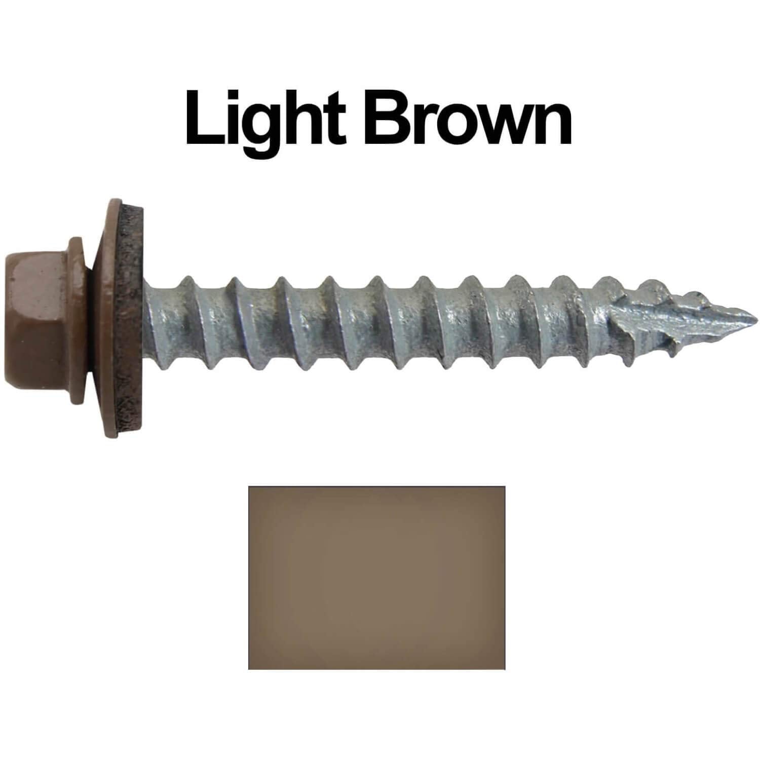 #14 Metal Roofing Screws (750) Screws x 1-1/2' Light Brown Hex Head Sheet Metal Roof Screw. Self Starting/Tapping Metal to woodsheet Metal siding Screws - EPDM Washer. for Corrugated Roofing
