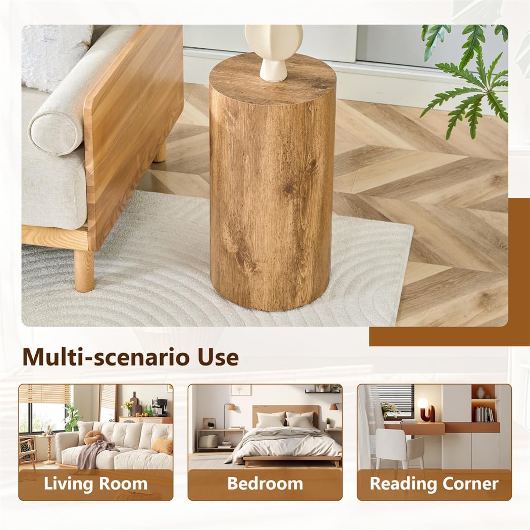 Round Side Table, End Table Living Room Table, Sofa Couch Bedside Table, Nightstand for Small Spaces, No Assembly Required - Ready to Use
