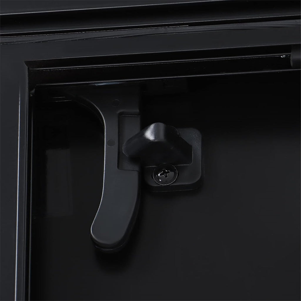 labwork Driver RV Entry Door with Radius Corners on Top and Square Bottom with Screen Door and Window 26(W) × 32(H) Black