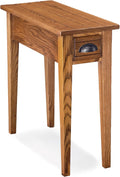 One Drawer Bin Pull Narrow Side Table, Solid Wood, Candleglow Brown, Perfect for Living Rooms, Bedrooms, and Small Spaces – Leick Home, 9010