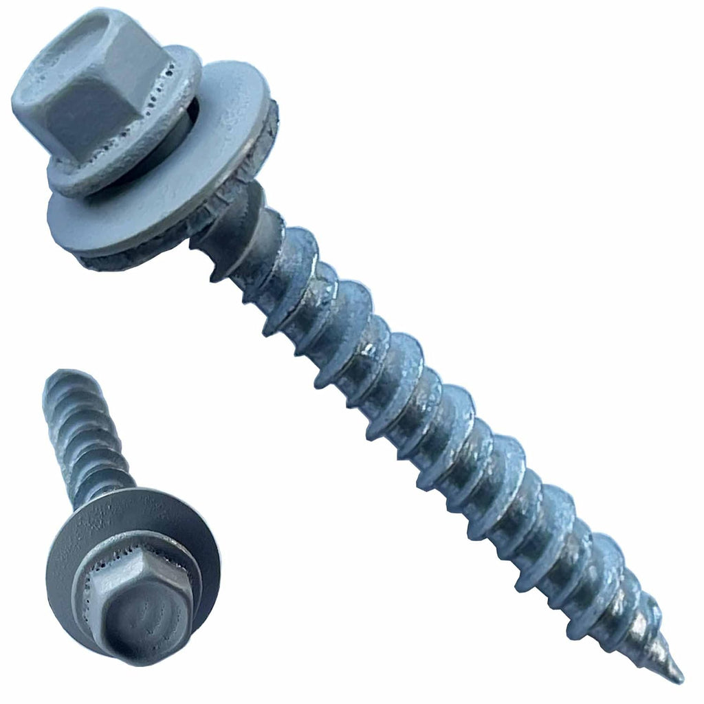 Metal Roofing Screws - #10 x 1.5' – Self Tapping Hex Head with EPDM Rubber Washer – for Metal to Wood, Corrugated Roofing, Siding, Sheds, Pancake Screw - ¼' Hex Drive Easy Installation - Grey (2500)