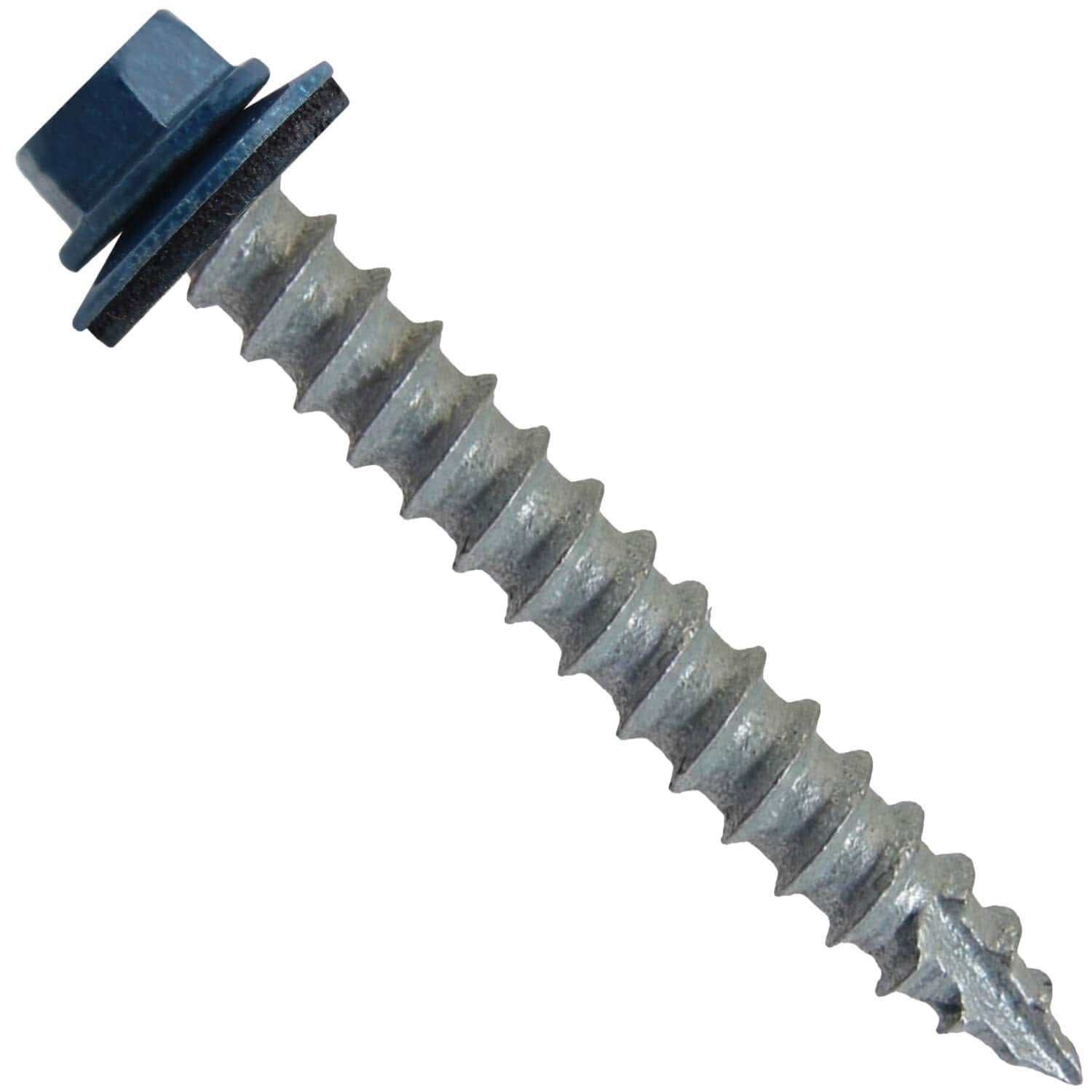 #14 Metal Roofing Screws: (500) Screws x 2' Heron Blue Hex Head Sheet Metal Roof Screw. Self Starting/Tapping Metal to woodsheet Metal siding Screws with EPDM Washer. for Corrugated Roofing