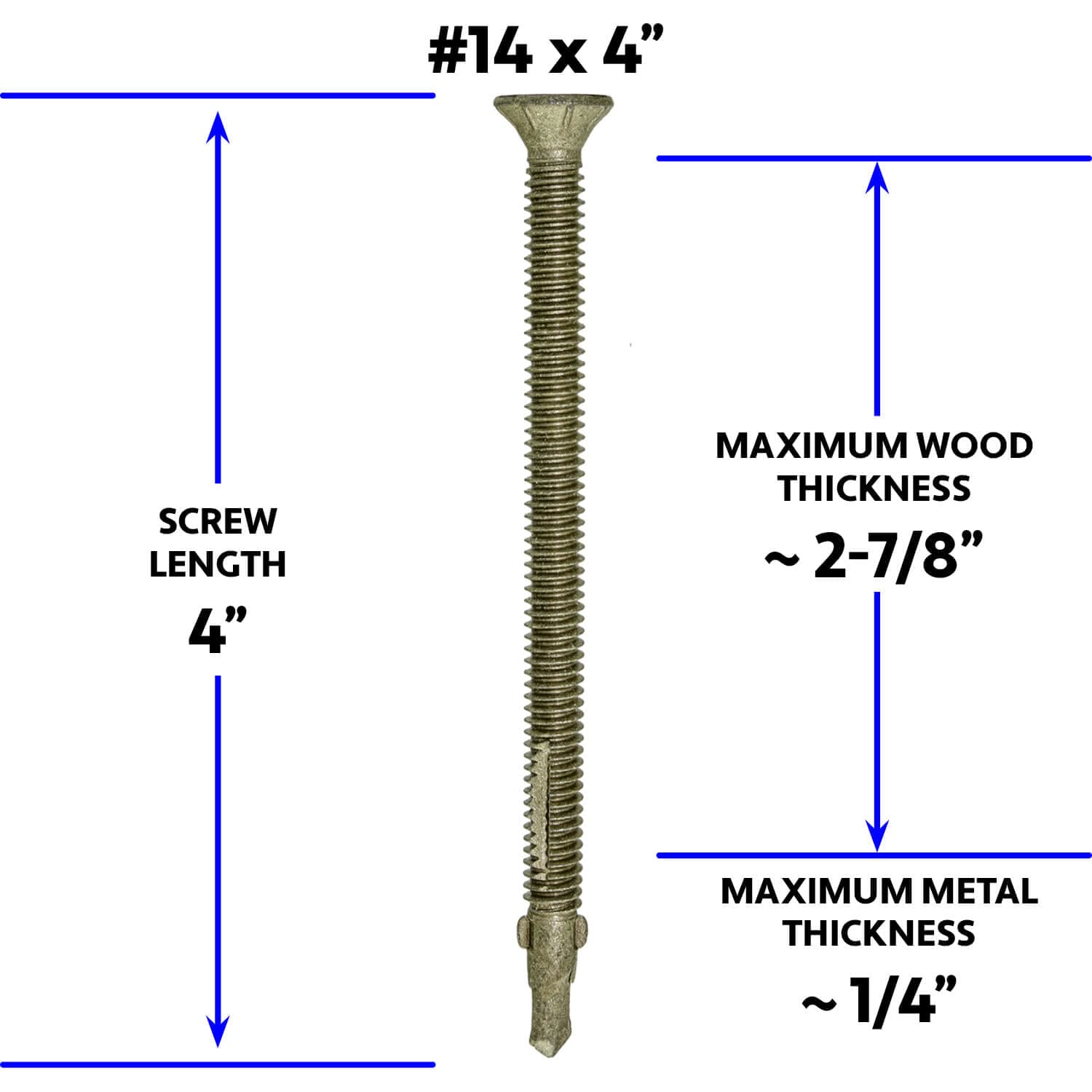 14x4 Reamer Tek Torx/Star Head Self-Drilling Wood to Metal Screws - for Flatbeds, Trailers - T-30 Torx Screw Head 5 Pound CASE 1062 Screws