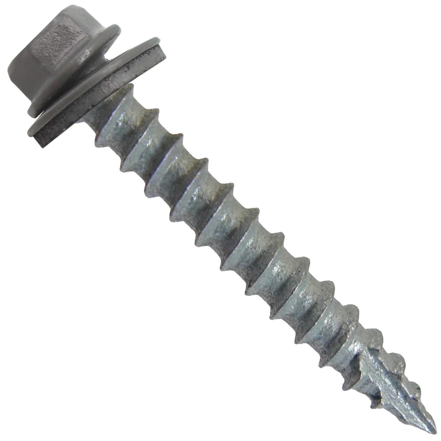 #14 Metal Roofing Screws: (750) Screws x 1-1/2' Charcoal Hex Washer Head Sheet Metal Roof Screw. Self Starting/Tapping EPDM Washer. Colored Head for Corrugated Roofing