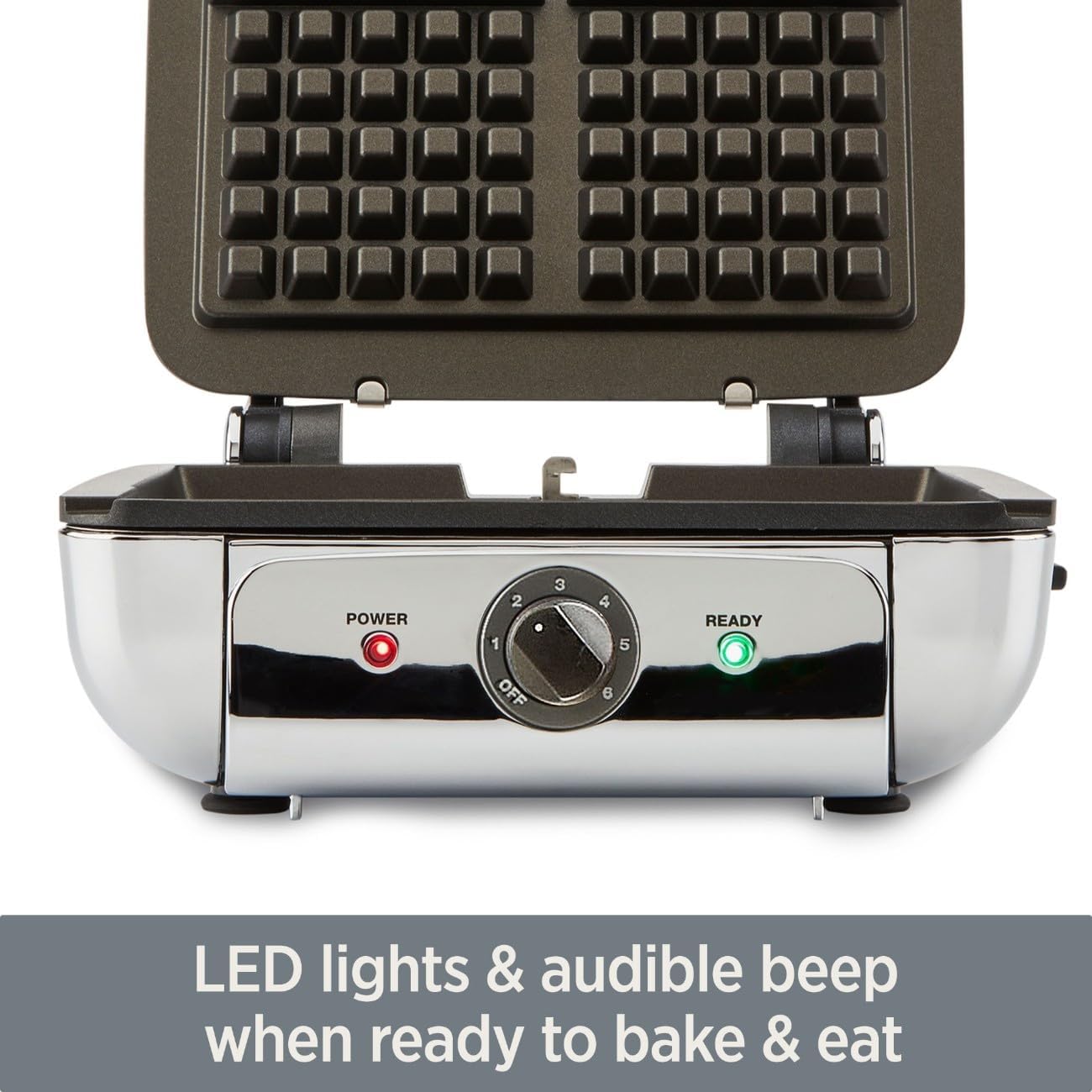 All-Clad Stainless Steel Waffle Maker 4 Section, Thick Belgium Waffle Makers, Upright Storage 1600 Watts, Nonstick, 6 Browning Levels, Dishwasher Safe