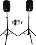 Rockville RPG102K Dual 10' Powered DJ/PA Speaker System with Bluetooth | 1000W Peak / 250W RMS, USB/SD Playback, XLR Output, Mic & Stands Included, Cables, Remote, Bass/Treble EQ, Active/Passive