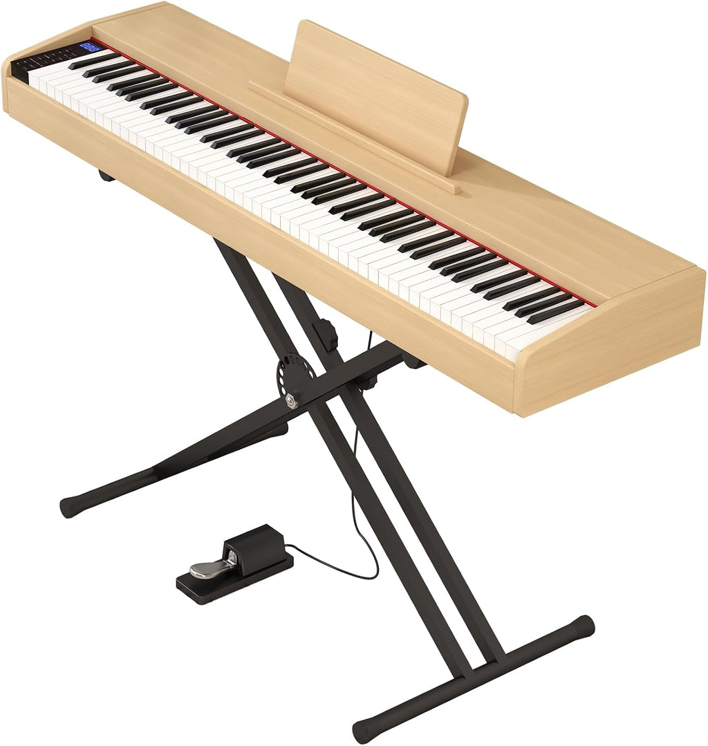 Digital Piano 88 key Semi Weighted Keyboard With X Stand & Sustain Pedal, Full-Size Beginner Electric Piano For Bluetooth, Headphone Mode, USB-MIDI