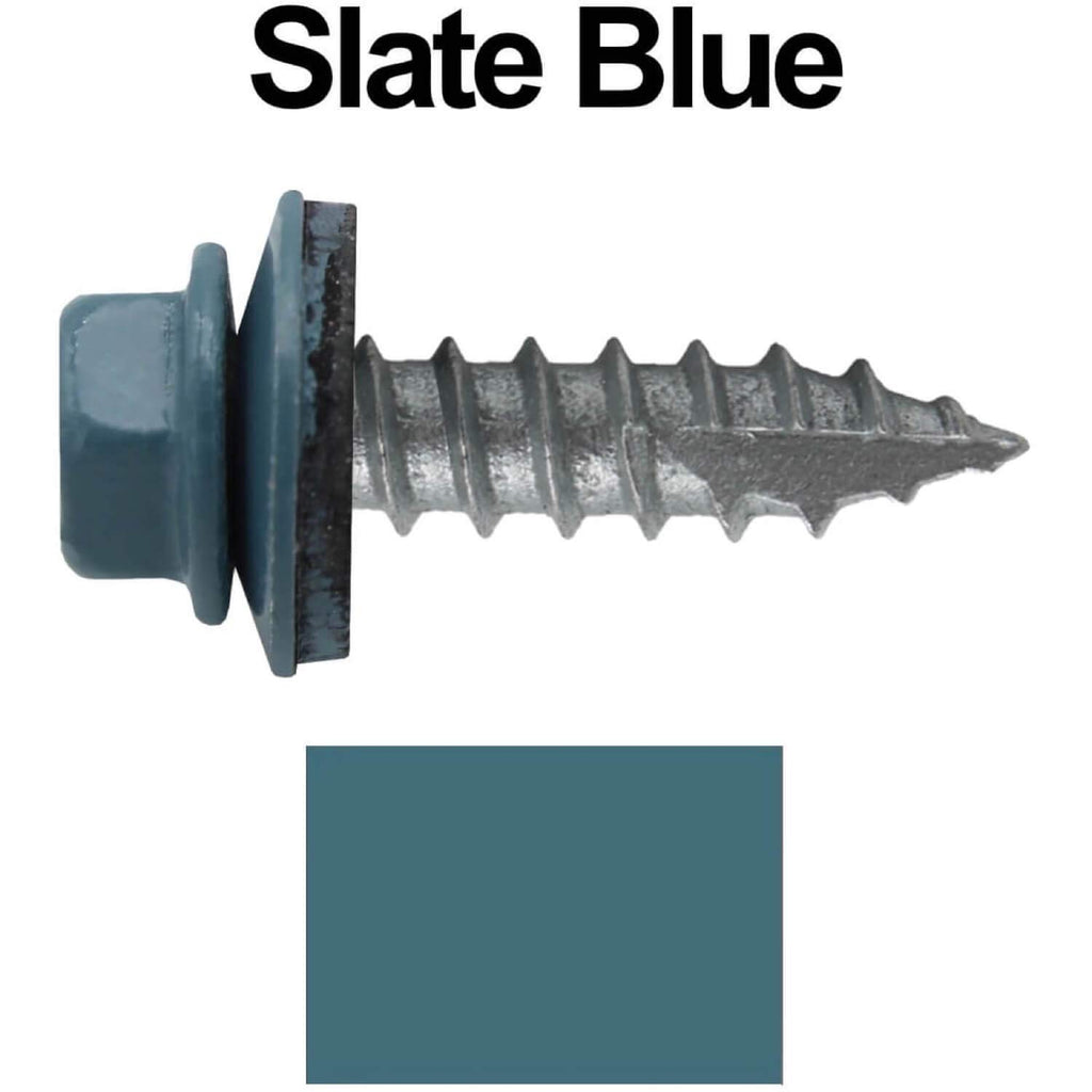 #14 Metal Roofing Screws: (1000) Screws x 1' Slate Blue Hex Head Sheet Metal Roof Screw. Self Starting/Tapping Metal to woodsheet Metal Screws with EPDM Washer. for Corrugated Roofing