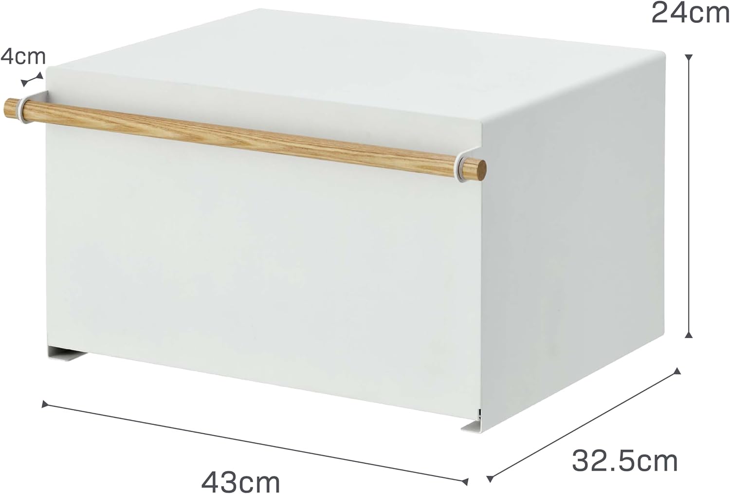 YAMAZAKI Home Modern Bread Box – Steel + Wood Countertop Bread Storage Container, Large White Bread Box for Kitchen Countertop, Space-Saving Bread Keeper, Easy Access Lid