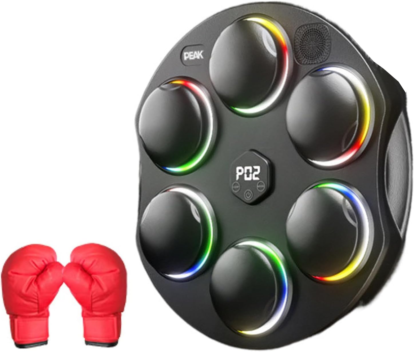 Music Boxing Machine,Wall Mount Workout Trainer Equipment with Gloves and Multiple Mode Adjustments,Punching Pad for Home and Office,Black,Adults Gloves