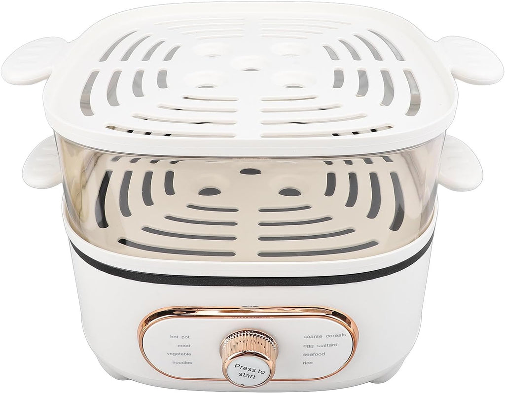 2 Tier Electric Food Steamer, 1200W 10.5L Electric Hot Pot with Steamer, Stackable Baskets, Fast Simultaneous Cooking Vegetable Steamer for Seafood, Raman, Soup, Noodles, Oatmeal
