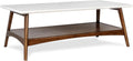 Madison Park Rectangular Wood Coffee Table With Solid Wood Frame & Legs, Living Room Coffee Tables With Storage Shelf, Accent Furniture For Living Room, Minimalist Decor - Off-White / Pecan Parker