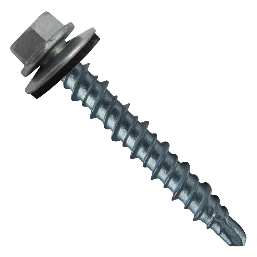 10 x 1-1/2' NO Paint Galvanized Mini Driller Sheet Metal Roofing Screws - Hex Washer Head - Self-Starting/Tapping - EPDM Washer. 10 X 250 Bags - 2,500 Screws
