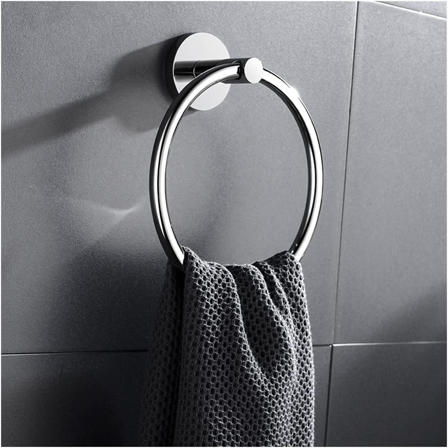 LSLYTQ Bathroom Hand Towel Holder, Wall Mounted Bath Towel Ring, Chrome Plated Towel Ring Bathroom Accessories
