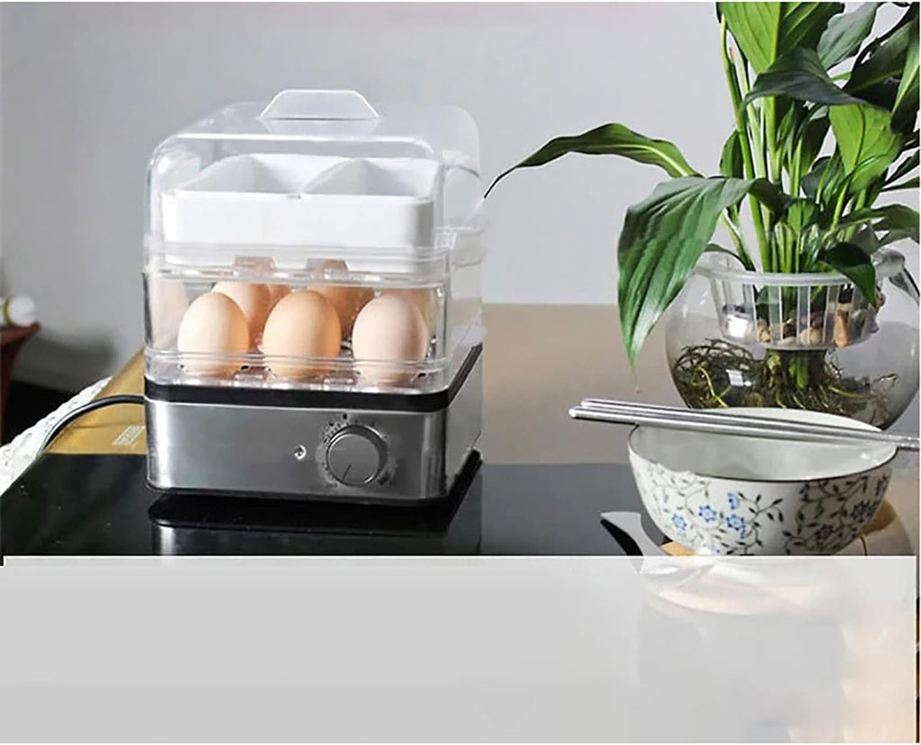 Food Steamer Automatic Timing Egg Cooker Boiler Multifunctional Three Layer Food Steamer Boiling Machine Egg Poacher Cooking Machine High Capacity (Color : Silver, Size : 17x17x29cm)
