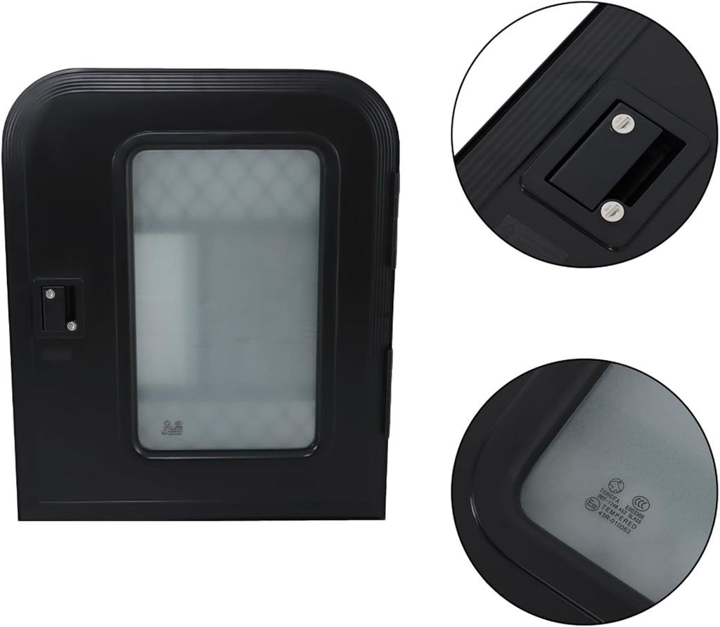 labwork Passenger RV Entry Door with Radius Corners on Top and Square Bottom with Screen Door and Window 26(W) × 32(H) Black