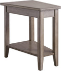 Leick Home Laurent End Table, Solid Wood, Wedge Shape, with Shelf, for Living Room and Small Spaces, Gray, 10502-GR