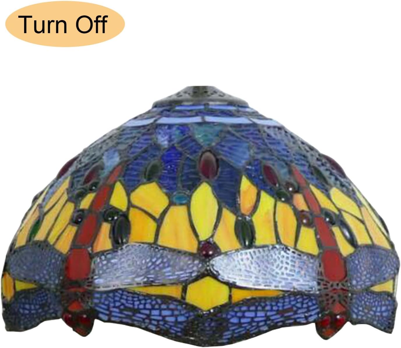 12 Inch Dragonfly Stained Glass Lamp Shade, Tiffany Style Lampshades Replacement, Handmade Vintage Lamp Cover Accessories Only for Table lamp Pendant Light Ceiling Fixture,Yellow