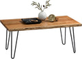 Alaterre Furniture Live Edge Wood Coffee Table with Hairpin Metal Legs – Rustic Modern Farmhouse Living Room Table with Acacia Wood Top (48 Inch)