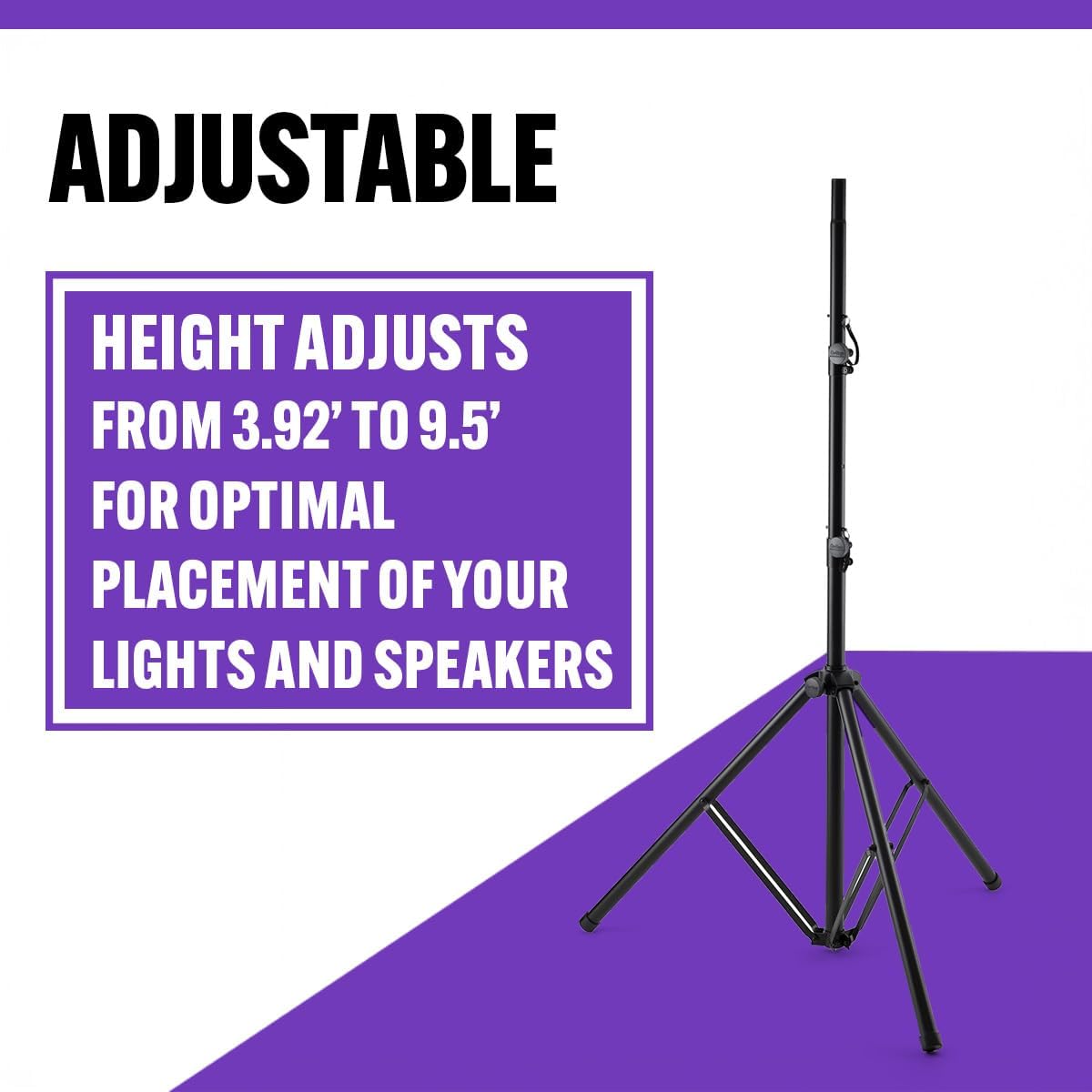 On-Stage Production-Grade LS-SS7770 10' Lighting/Speaker Stand (Folding,Portable Tripod PA Loudspeaker Pole, Adjustable Height, Overhead Tower,Nonslip Rubber Feet,Steel and Aluminum,Black)