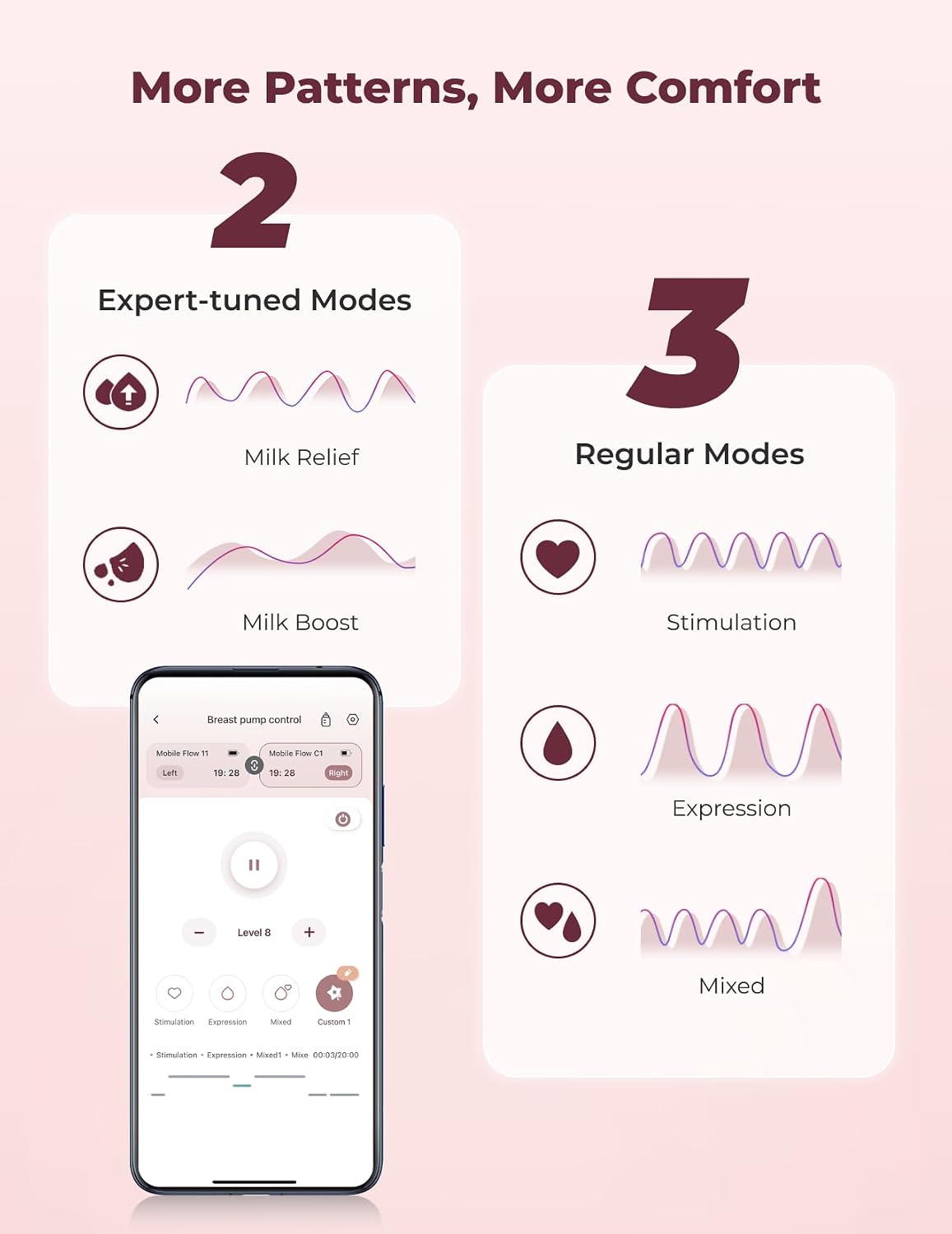 Momcozy Breast Pump Hands Free Upgraded Mobile Flow | M9, App Discreet Control with Personalized Multi-Modes & 15 Levels, Wearable Breast Pump 24mm, 1 Pack Gray