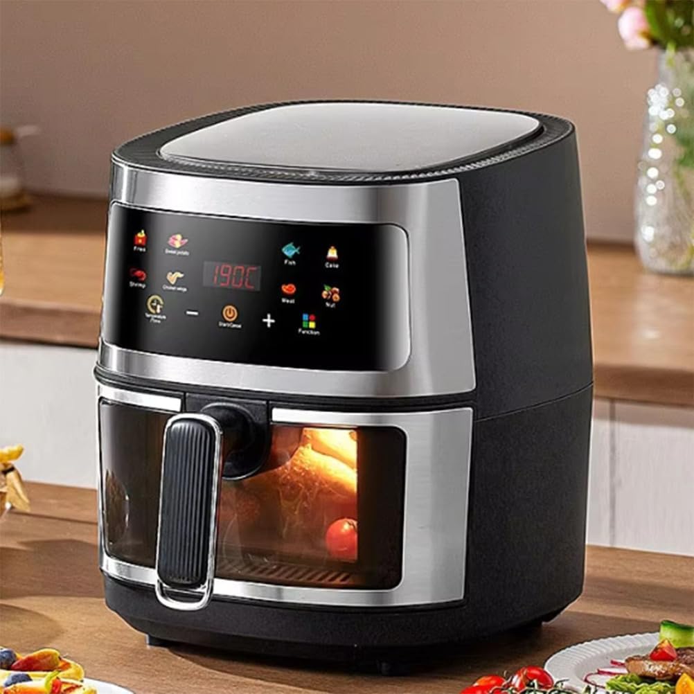 Air Fryer with Viewing Window,Convection Oven Multi-Function Appliance for Frying, Roasting, Baking, Steaming & Dehydrating 1350W Grey