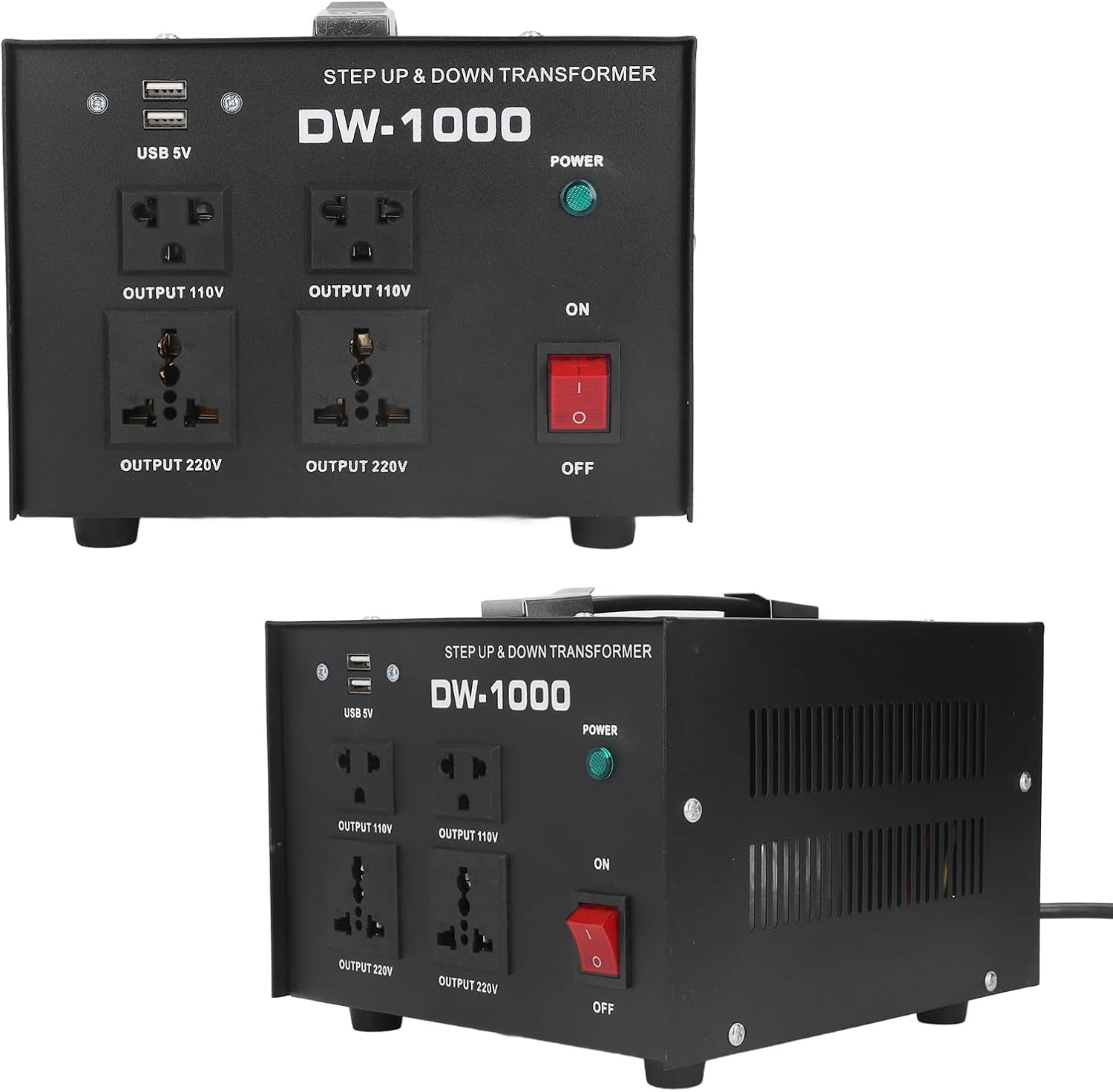1000W Voltage Converter, Overload Power Supply, Pure Copper Transformer for Home Appliances, 110V to 220V, 220V to 110V, Portable, Multiple Protection, Easy Storage