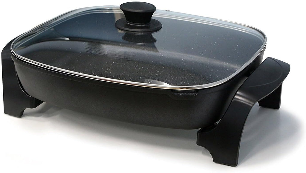 10.5-Quart Jumbo Electric Skillet with Easy-Pour Spout, Black - Versatile Cooking Made Easy