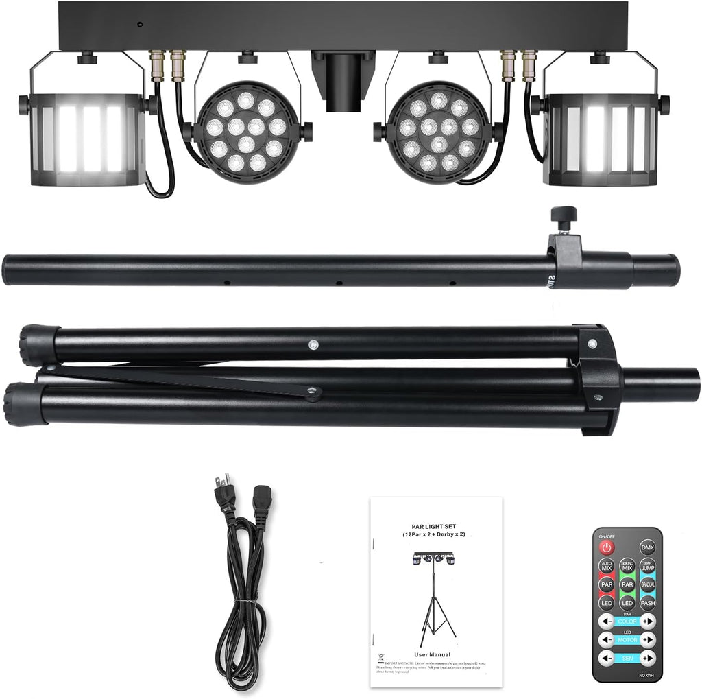 5 in 1 DJ Lights with Stand Combination Party Light Dj Disco Lights Stage Lighting for Parties 3/6/15CH with Sound Activated,DMX,Remote Control Strobe LED Par Light for Weddings Birthday KTV-1PC