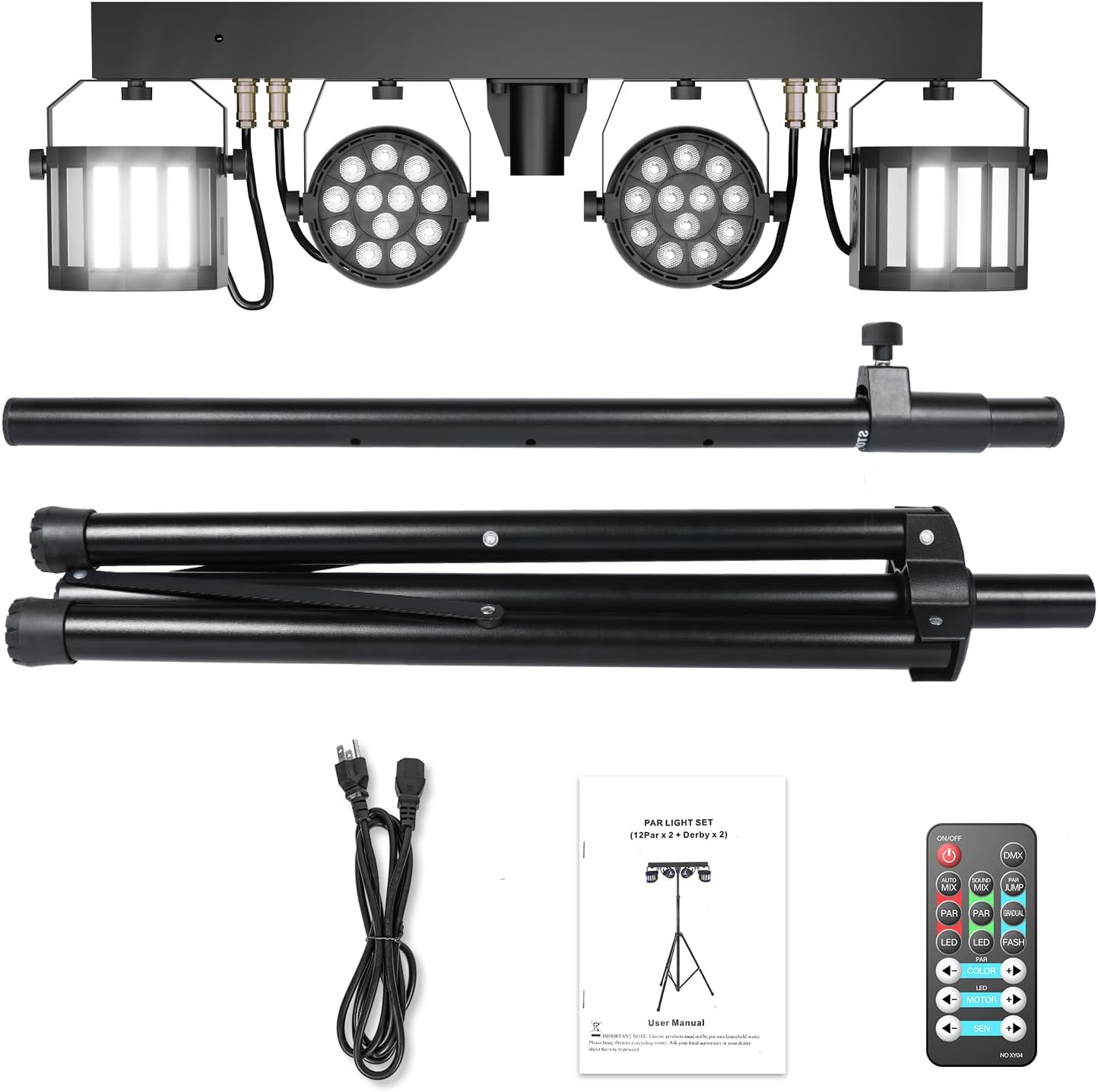 5 in 1 DJ Lights with Stand Combination Party Light Dj Disco Lights Stage Lighting for Parties 3/6/15CH with Sound Activated,DMX,Remote Control Strobe LED Par Light for Weddings Birthday KTV-1PC