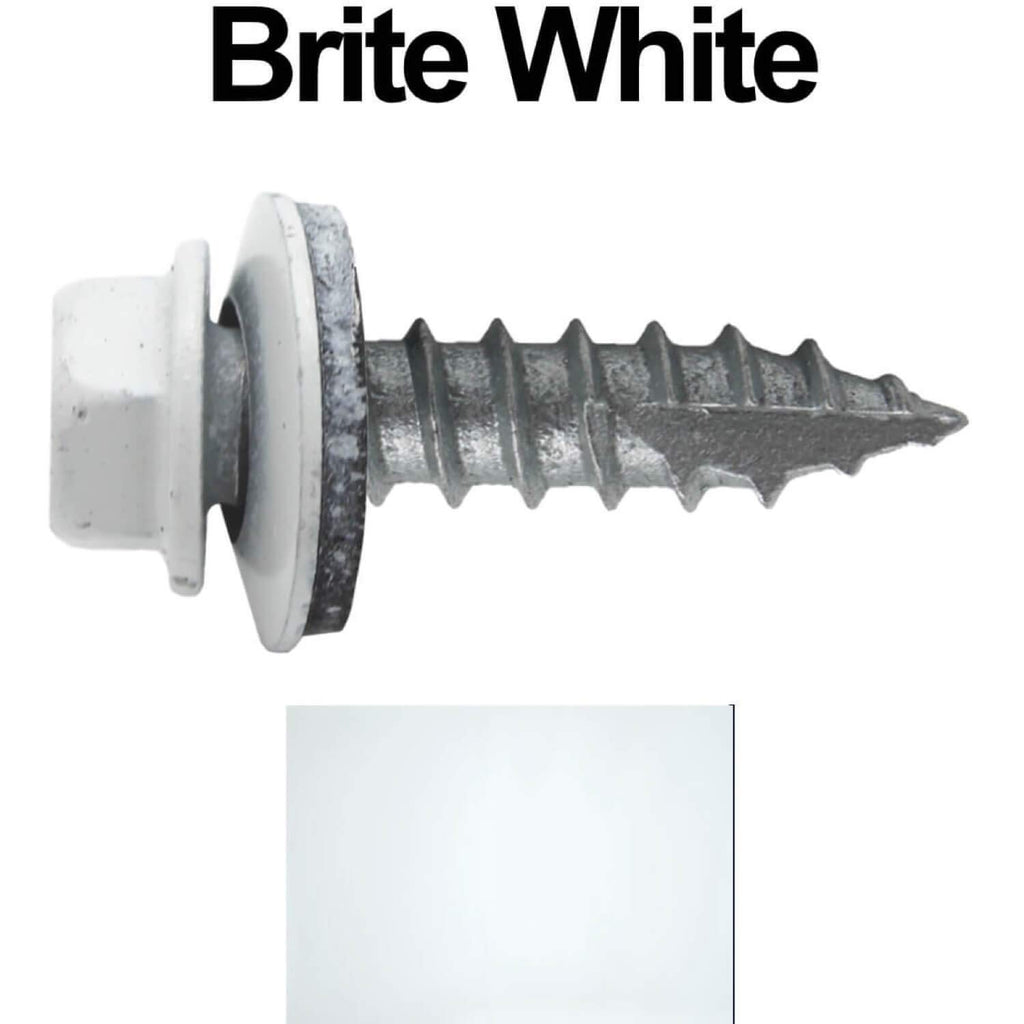 #14 Metal Roofing Screws: (1000) Screws x 1' Bright White Hex Head Sheet Metal Roof Screw. Self Starting/Tapping Metal to woodsheet Metal Screws with EPDM Washer. for Corrugated Roofing