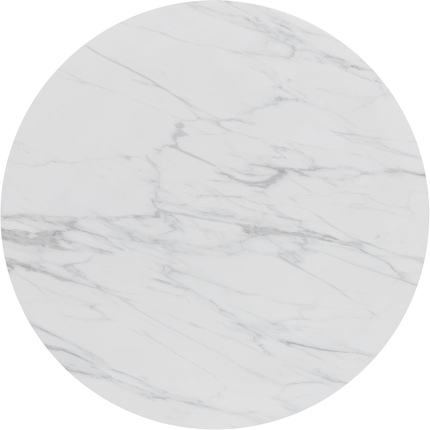 Modern Round Coffee Table with Fluted Pedestal Circle Coffee Table with Faux Marble Tabletop for Bedroom,Apartment,Living Room White