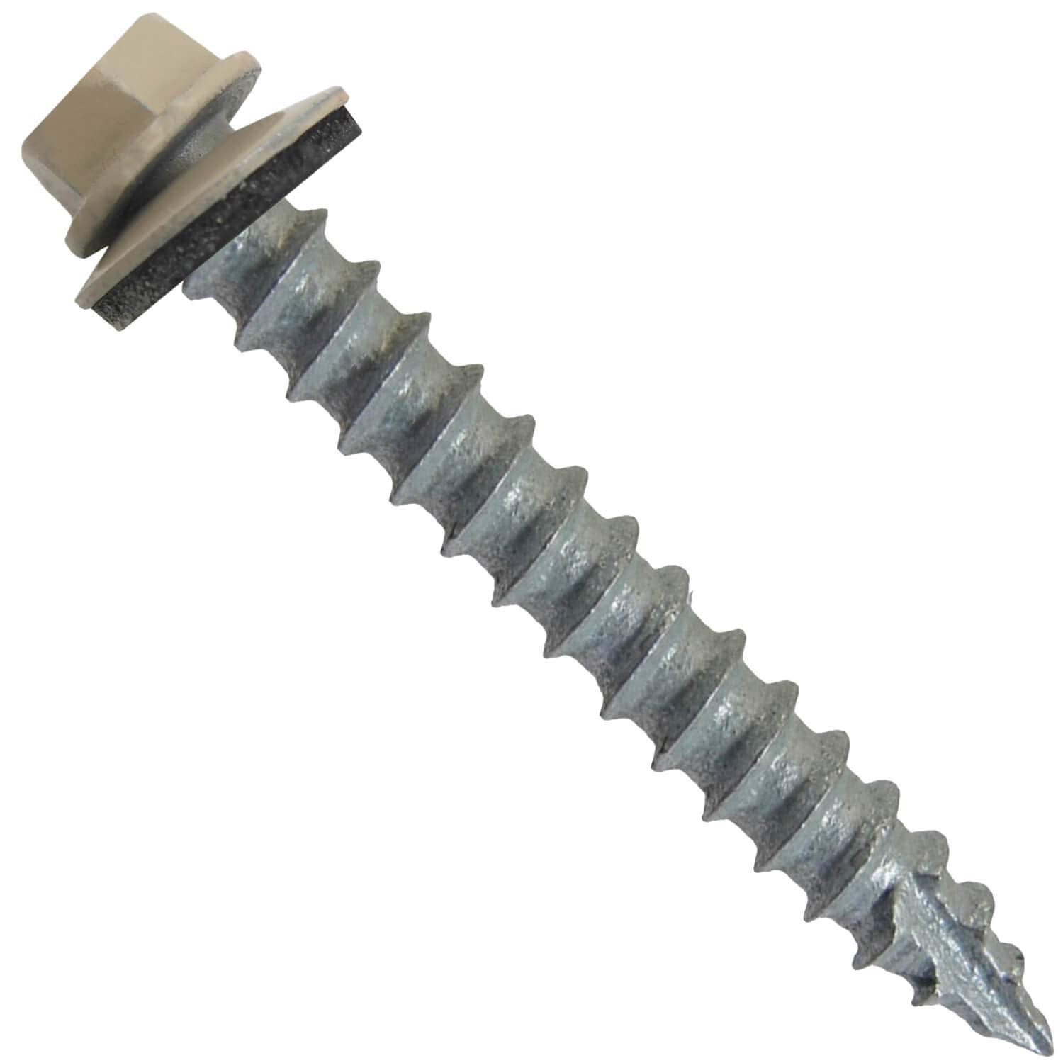 #14 Metal Roofing Screws: (1000) Screws x 2' Surrey Beige Hex Head Sheet Metal Roof Screw. Self Starting/Tapping Metal to woodsheet Metal Screws with EPDM Washer. for Corrugated Roofing