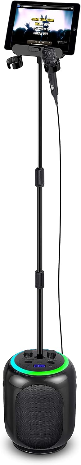 Singing Machine SingCast MAX Bluetooth Video Casting Karaoke Machine, Party Speaker, Microphone, 22 Voice Effects, Pitch Correction, Lights, Stand, 35W Sound for PA System Function for Adults & Kids