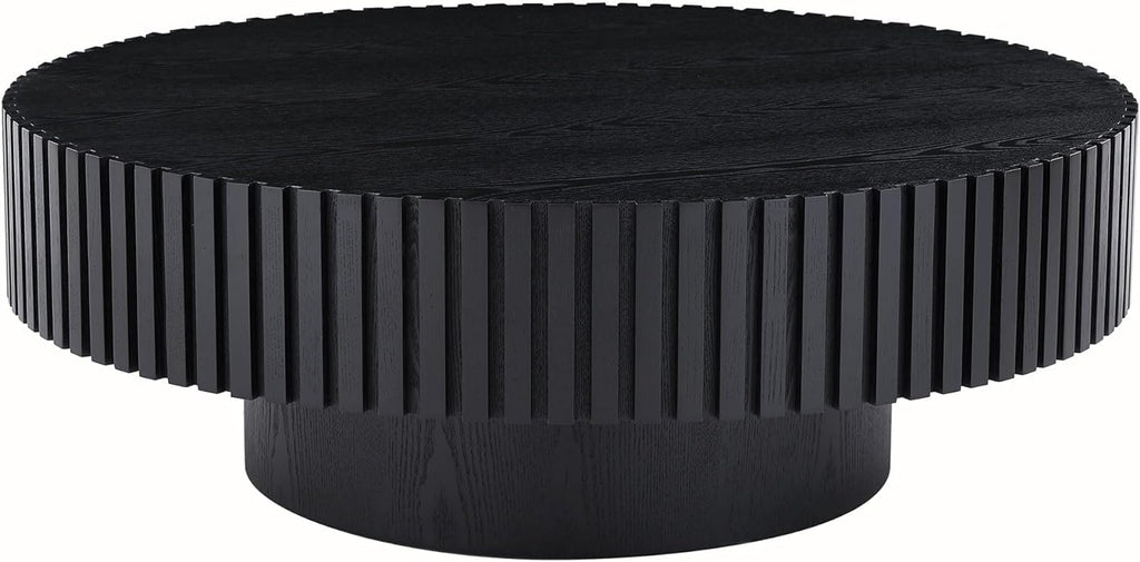 ø39.37'' Black Round Coffee Table for Living Room Wood Coffee Table Contemporary Circle Coffee Table with Pedestal Centry Table, Easy Assembly