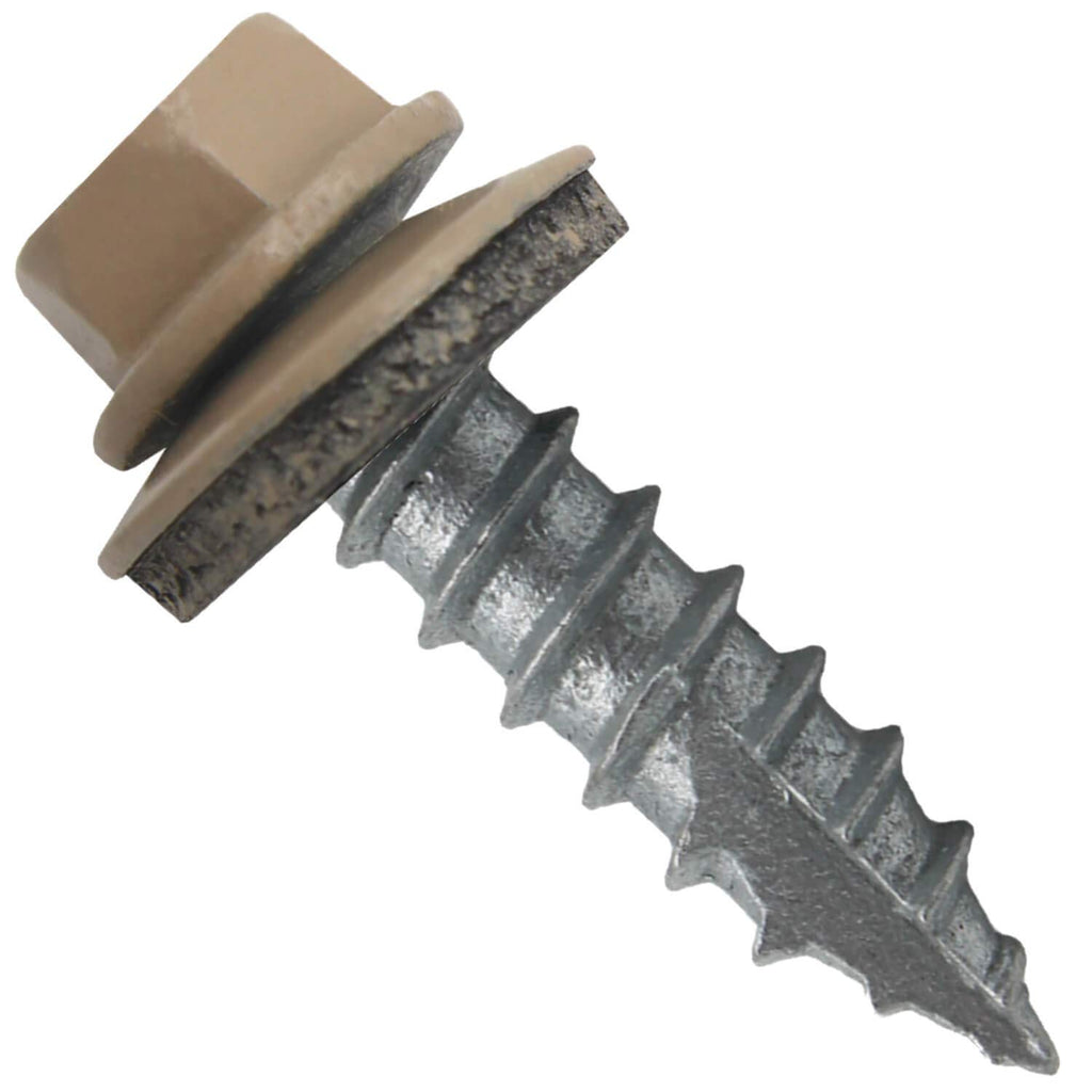 #14 Metal Roofing Screws: (1000) Screws x 1' TAN Hex Head Sheet Metal Roof Screw. Self Starting/Tapping Metal to woodsheet Metal Screws with EPDM Washer. for Corrugated Roofing