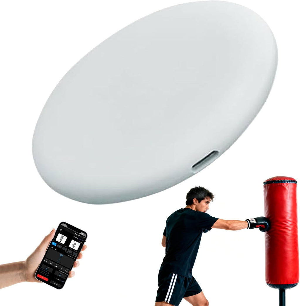 Real-Time Punch Power Tracker with 200H Runtime | Smart Boxing Sensor with App | Voice Feedback & Data Charts for Heavy Punching Bags, Boxing & Kickboxing White