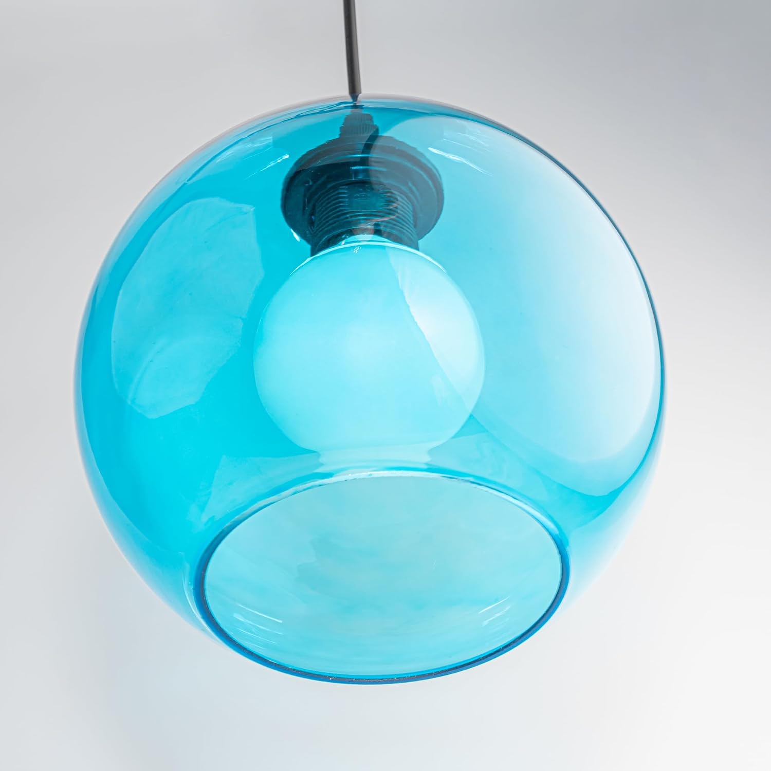 1 Light E26 Connections 3.2ft Adjusted Cord Blue Globe Glass Shade Modern Ceiling Light Replace Recessed Light Conversion Kit for Kitchen Bedroom Office