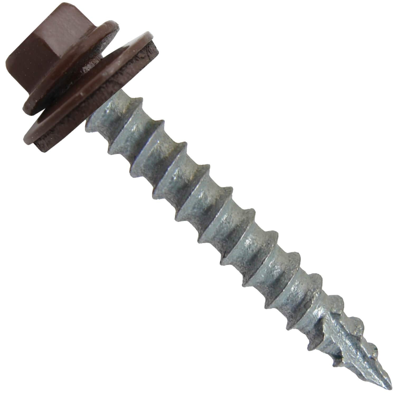 #14 Metal Roofing Screws: (750) Screws x 1-1/2' Brown Hex Washer Head Sheet Metal Roof Screw. Self Starting/Tapping EPDM Washer. Colored Head for Corrugated Roofing