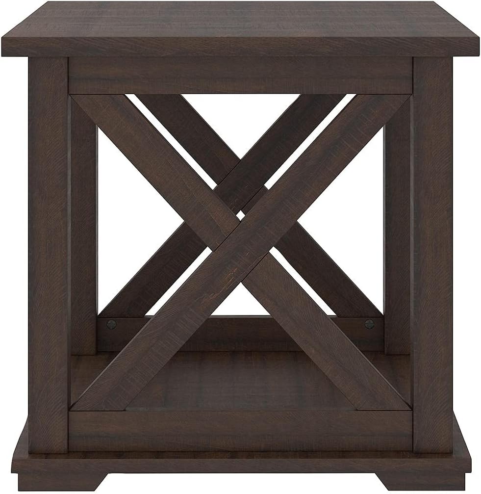 Signature Design by Ashley Camiburg Modern Farmhouse End Table with Crossbuck Details, Brown