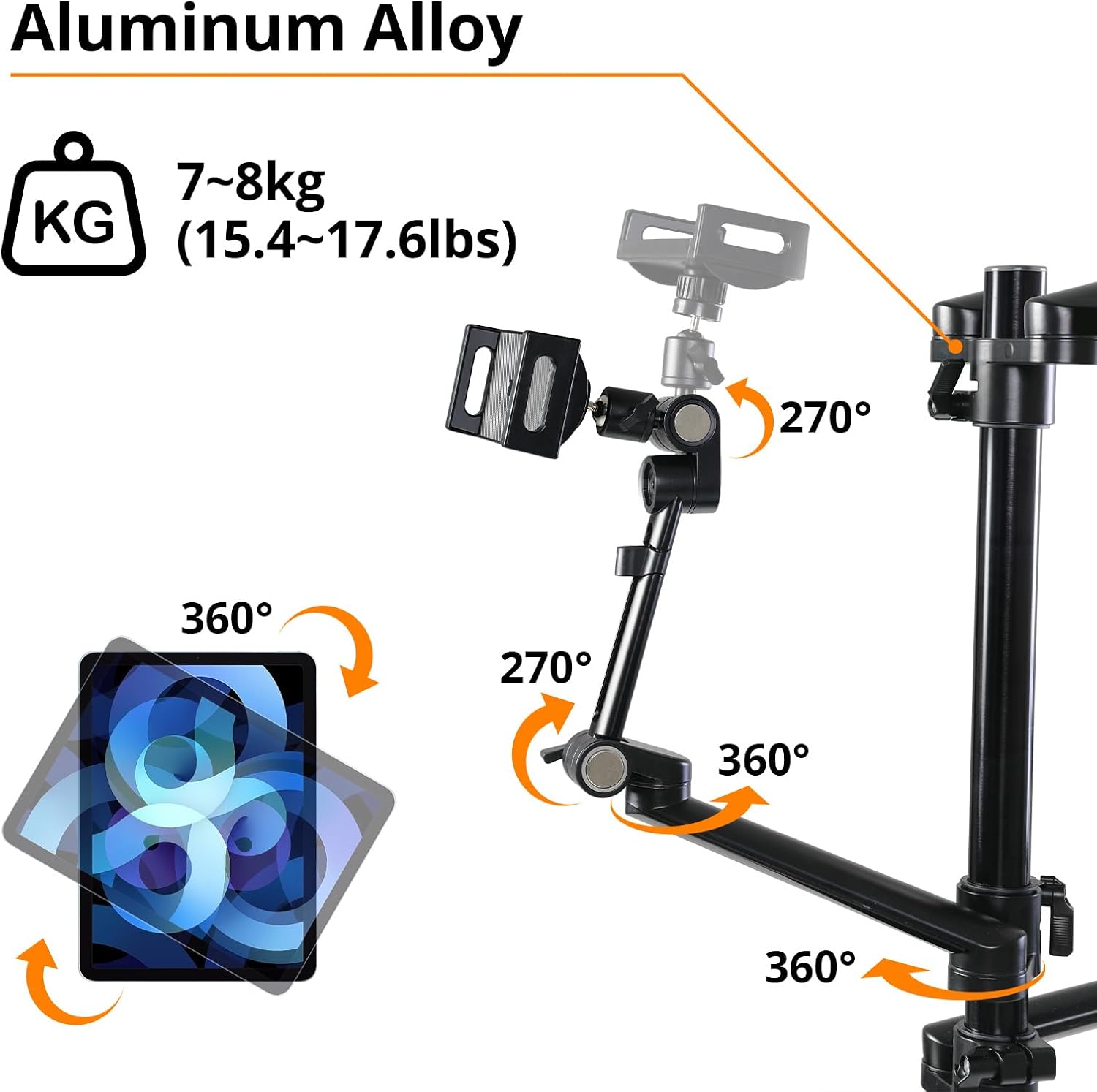 GVM 5-in-1 Movable Live Streaming Floor Stand Kit with Wheels, Overhead Camera Mount with 10' LED Key Light/Mic Boom Arm/Tablet Laptop Phone Stand/Tray for Live Broadcast Podcast Video Recording Game