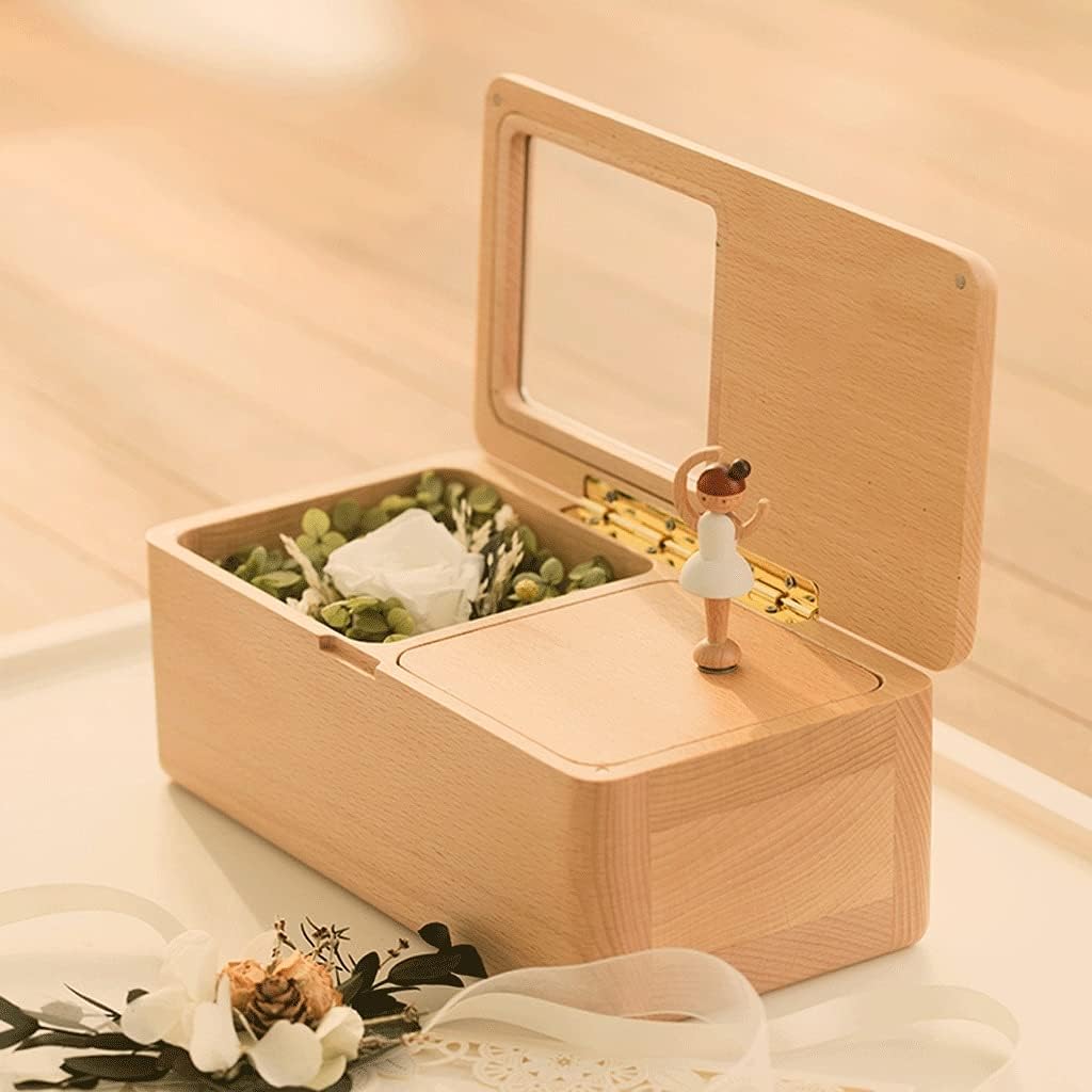 Music Box Eternal Flower Musical Box Rotating Music Boxs Dancing Princess Ballet Wooden Girl Birthday Valentine's Day Gift (Size : A)