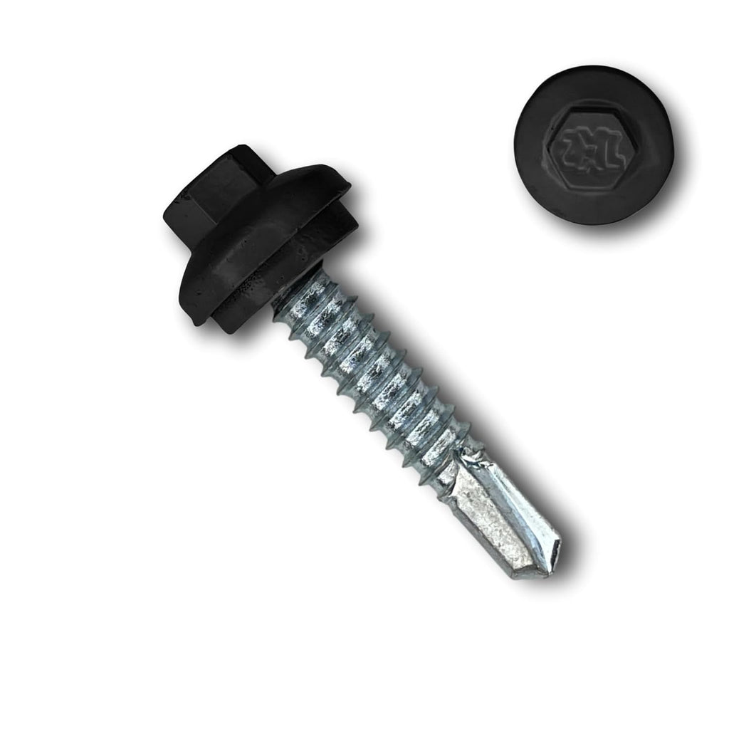 EAGLE 1 Long-Life Metal Roofing Screws: #14 x 1.25 Dome Cap Metal Building Screws (250-Count), Self-Drilling Tip, EPDM Washer, Multiple Colors/Includes 5/16' Magnetic Hex Bit Driver (Black, 250)