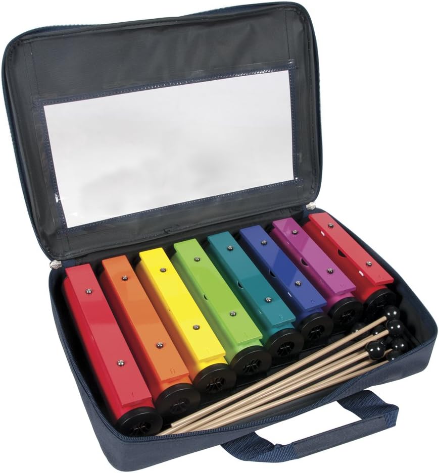 Basic Beat BBRCB8 Diatonic Resonator Chime Bars - Tube-Shaped with Zippered Case, Color-Matched with Boomwhackers & Joia Tubes for Easy Classroom Integration