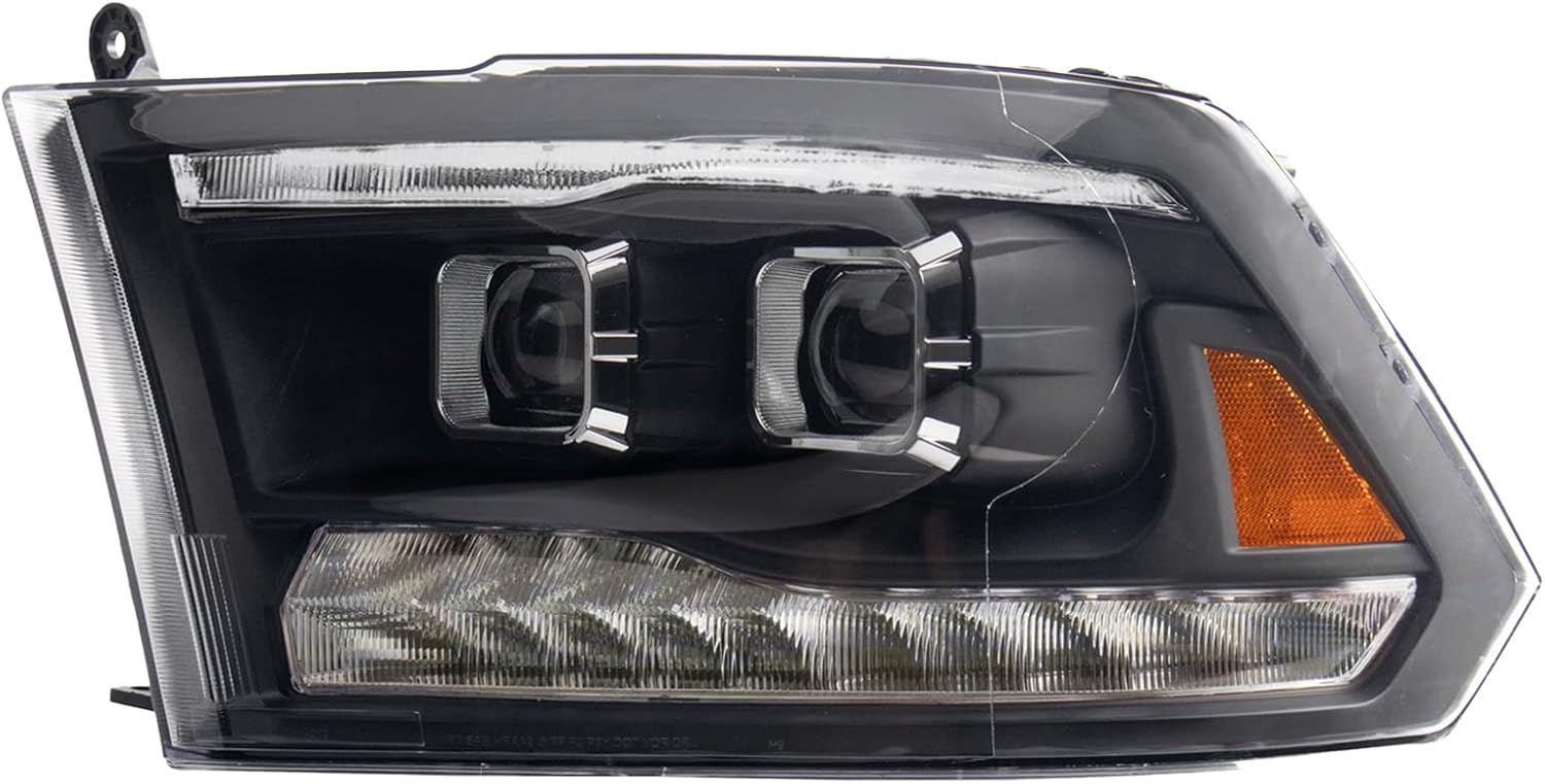 TRQ Performance Left and Right Headlight Assembly Set Projector Clear Lens Compatible with 11-18 Ram 1500 2500 3500 with Quad Headlights 19-22 Ram 1500 Classic with Quad Headlights Halogen Only
