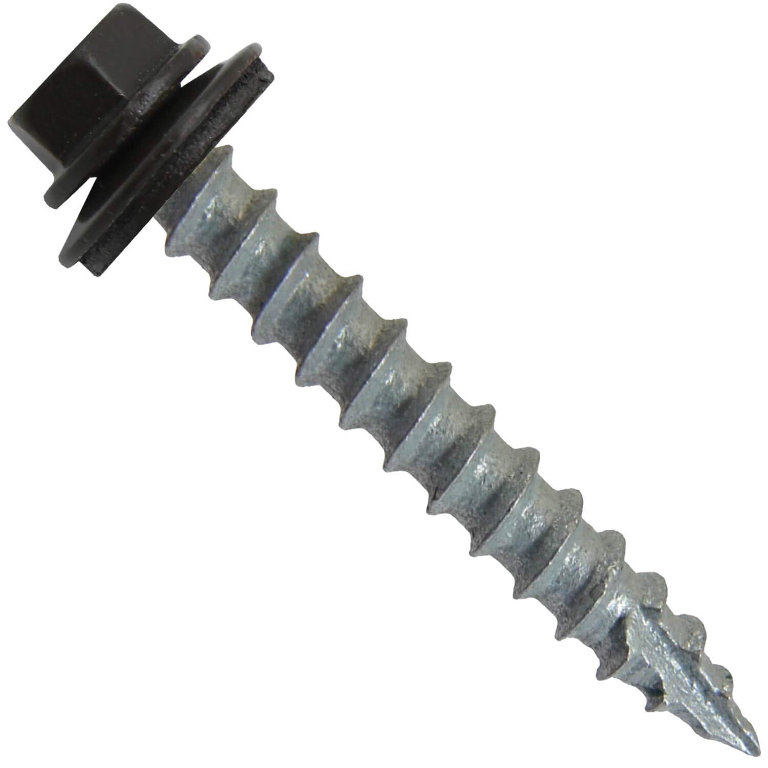 #14 Metal Roofing Screws: (750) Screws x 1-1/2' Dark Bronze Hex Washer Head Sheet Metal Roof Screw. Self Starting/self Tapping Metal to Wood. EPDM Washer. Colored Head. for Corrugated Roofing