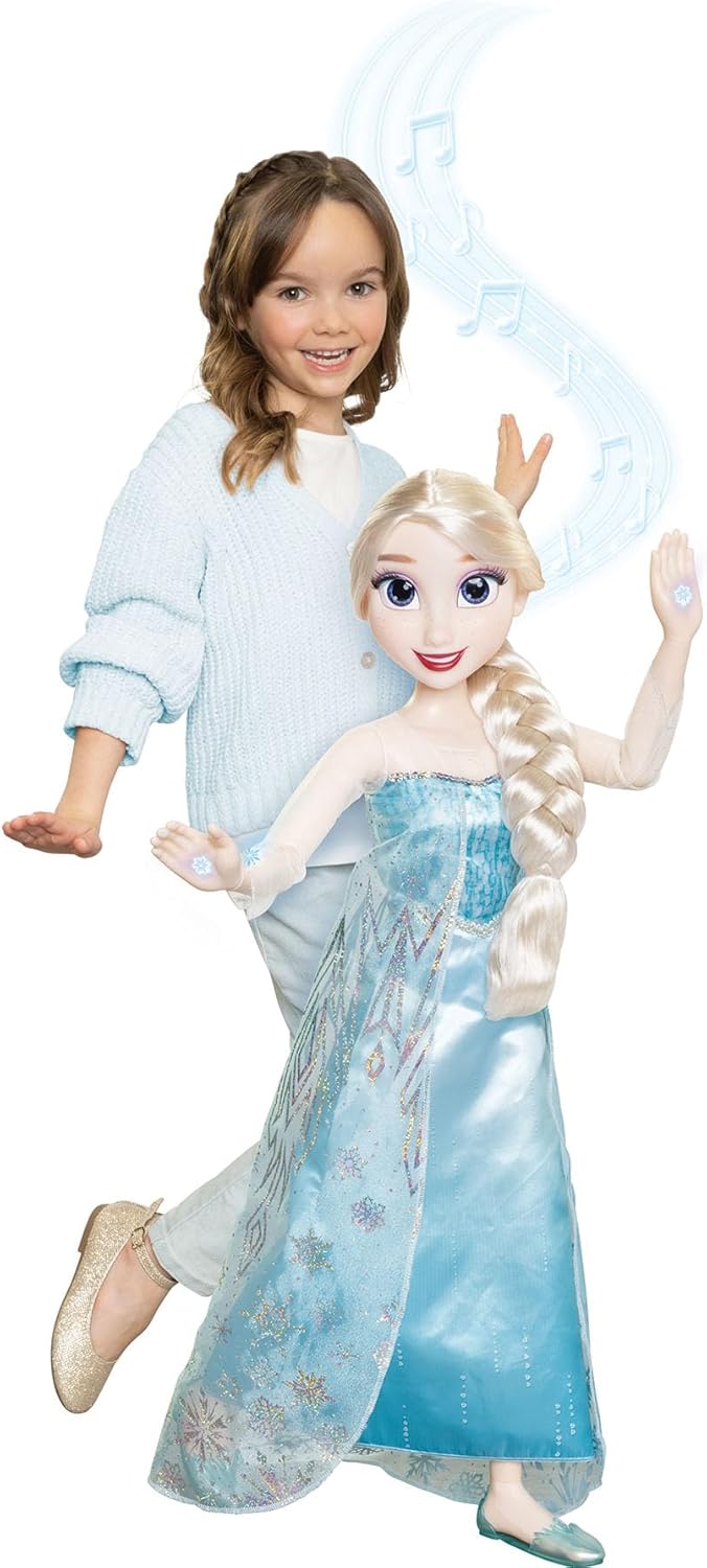 Disney Frozen Elsa Doll, 100 Ice Powers, Light Up & Music Sounds, Stands 32 Inches Tall, Sings 'Let It Go', Great for Girls