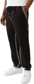 True Religion Super QT Men's Jogger | Relaxed Fit Sweatpants with Fleece Lining, Super T Stitching